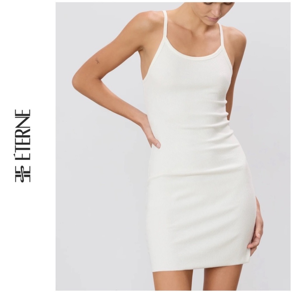 Éterne Ribbed Tank Mini Dress in White